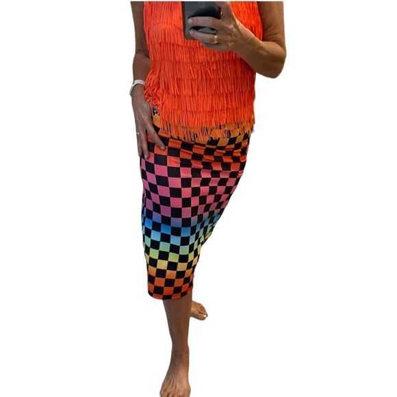Jaded London Rainbow Checker Colorful Skirt.Size L - Picture 6 of 14